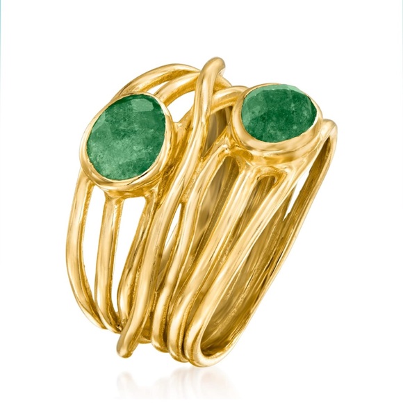 18k Precious Gemstone Emerald Sapphire Turquoise Wire Wrap Ring - Picture 4 of 16